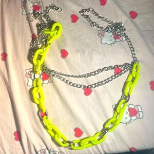 Neon Yellow and Silver Belt Chain